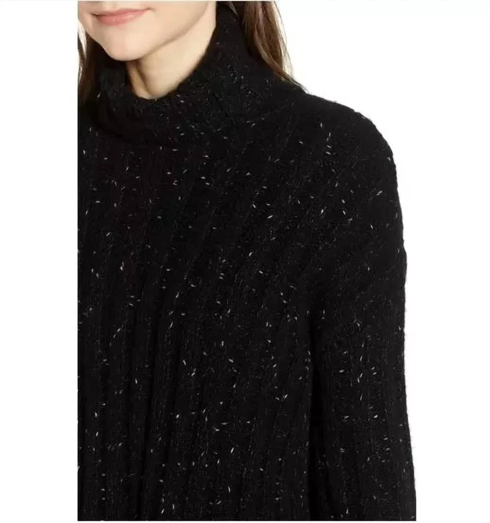 Pam & Gela Pam & Gela - Sweater Side Slit Turtleneck Wool Blend Metallic 6