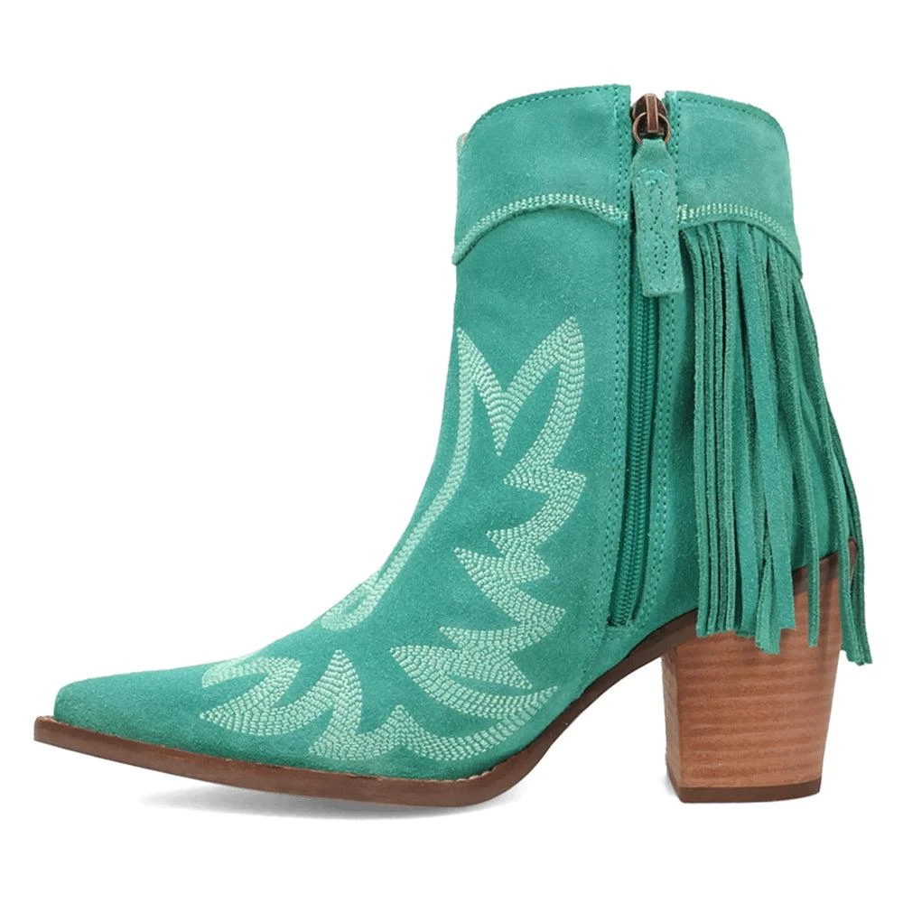 Dingo Wild Sage Fringe Snip Toe Zippered Cowboy Booties 3
