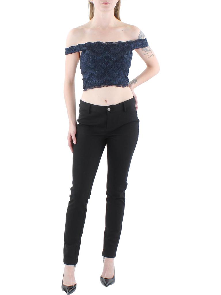 Speechless Juniors Womens Lace Glitter Cropped