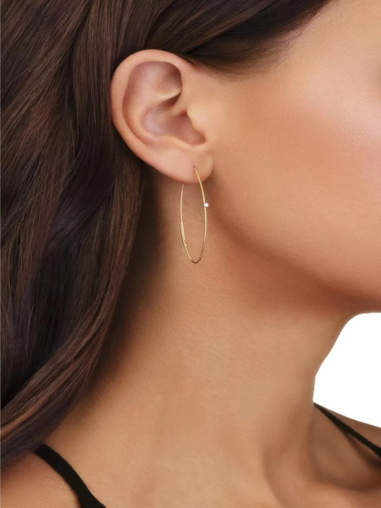 LANA 14K Yellow Gold & Diamond Small Wire Oval Magic Hoop Earrings 2