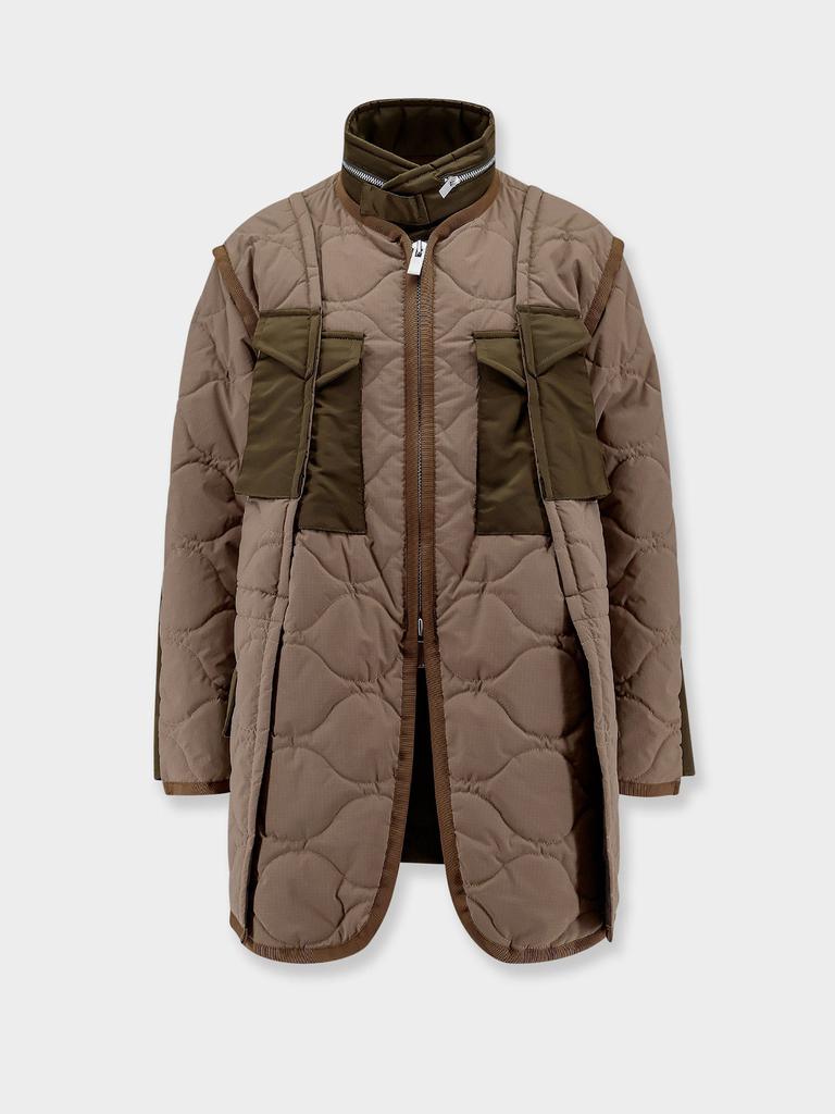 Sacai Padded and quilted jacket with nylon inserts