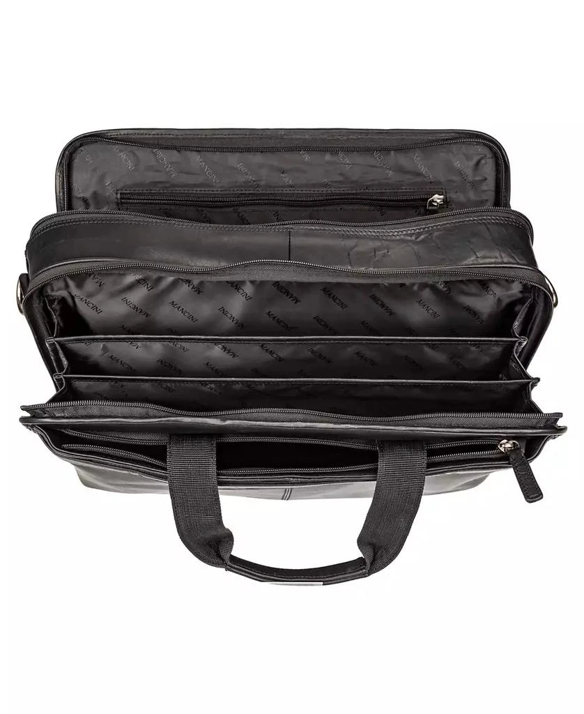 Mancini Leather Goods Men's Buffalo Double Compartment Top Zipper 15.6" Laptop and Tablet Briefcase 4