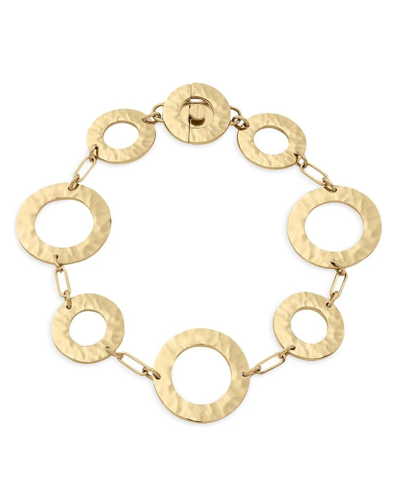 L. Klein 18K Yellow Gold Como Hammered Circle Link Bracelet 1