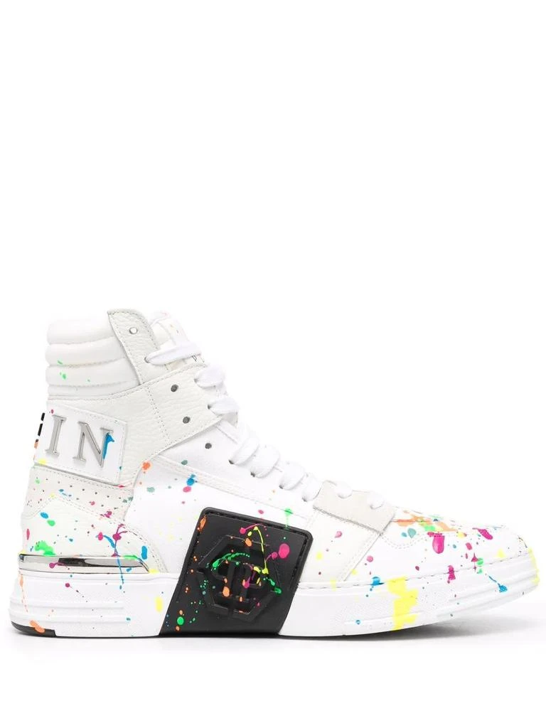 Philipp Plein paint-splatter high-top sneakers - men -  -  - White 1