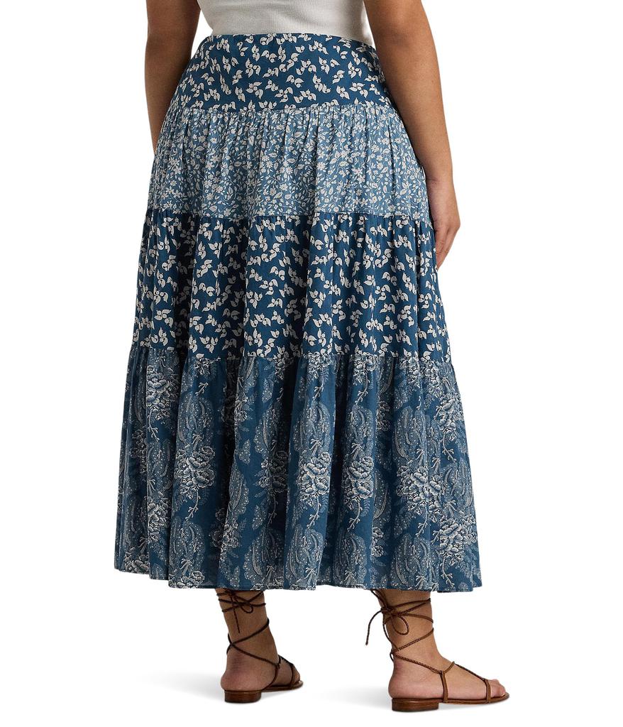 LAUREN Ralph Lauren Plus-Size Patchwork Floral Voile Tiered Skirt