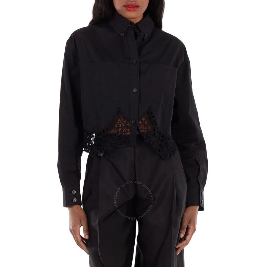 Burberry Lace Long- Sleeve Woven Crop Shirt 1