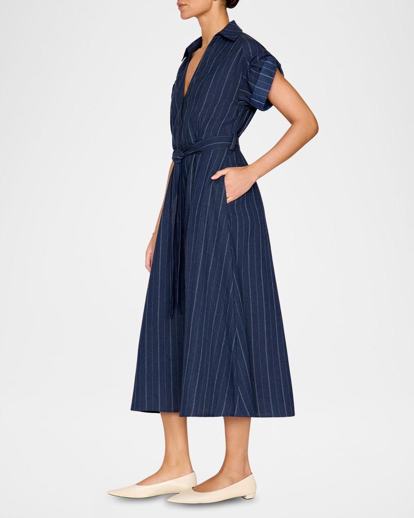 Brochu Walker Fia Striped Linen-Cotton Midi Shirtdress