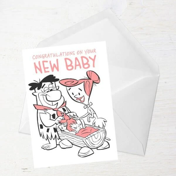 Original Hero Flintstones New Baby Girl Greetings Card 2