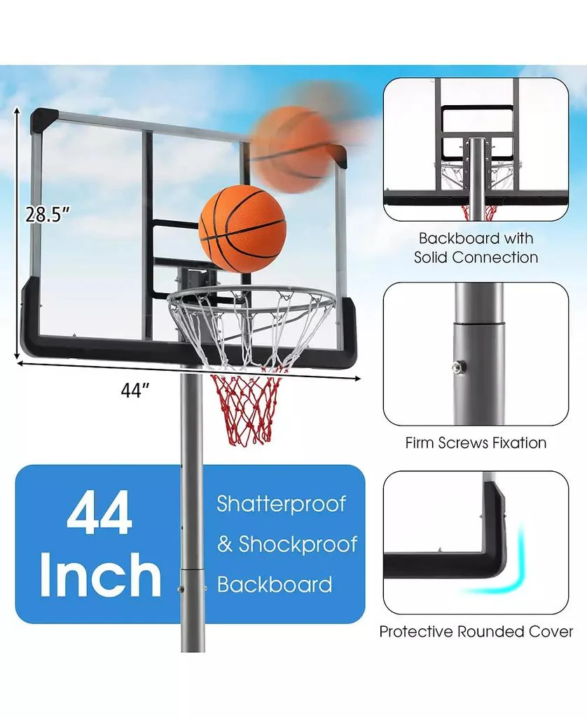 SUGIFT Basketball Hoop with 5.4-6.6FT Adjustable Height and 50 Inch Backboard-Black 4