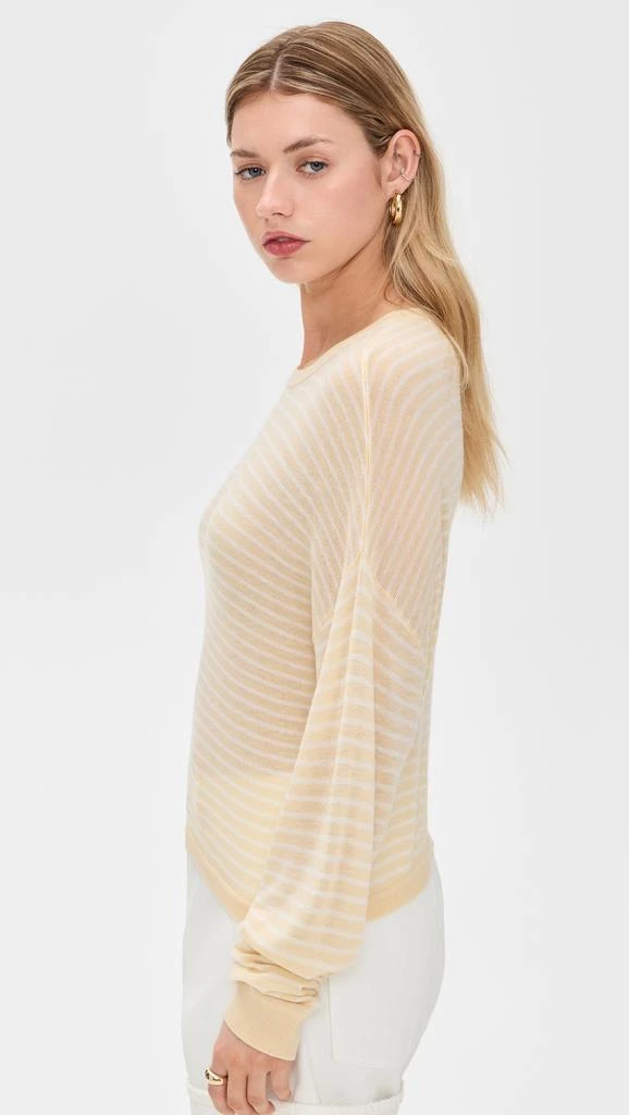White + Warren Superfine Cashmere Blend Striped Sweatshirt 3