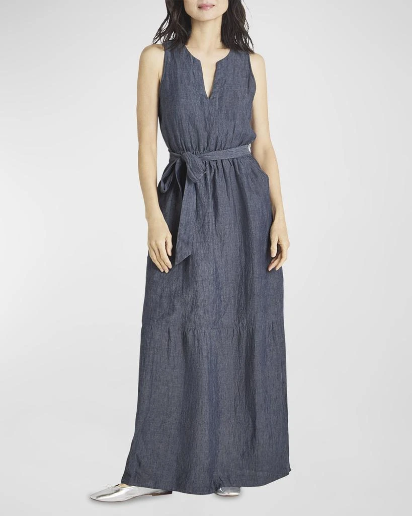 Splendid Stella Sleeveless Tie-Belt Linen Maxi Dress 2