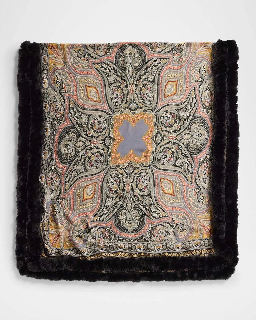 La Fiorentina Paisley-Print Wrap with Faux Fur Trim 1