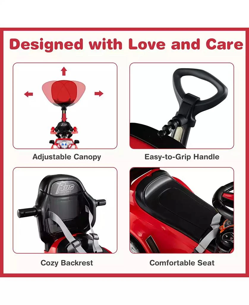 SUGIFT 3-in-1 Push Car for Toddler Sliding Car with Seat Belt and Canopy 8