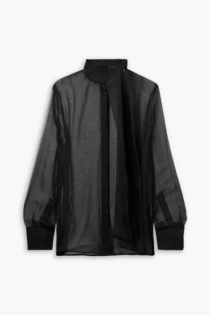 Pussy-bow silk-chiffon blouse
