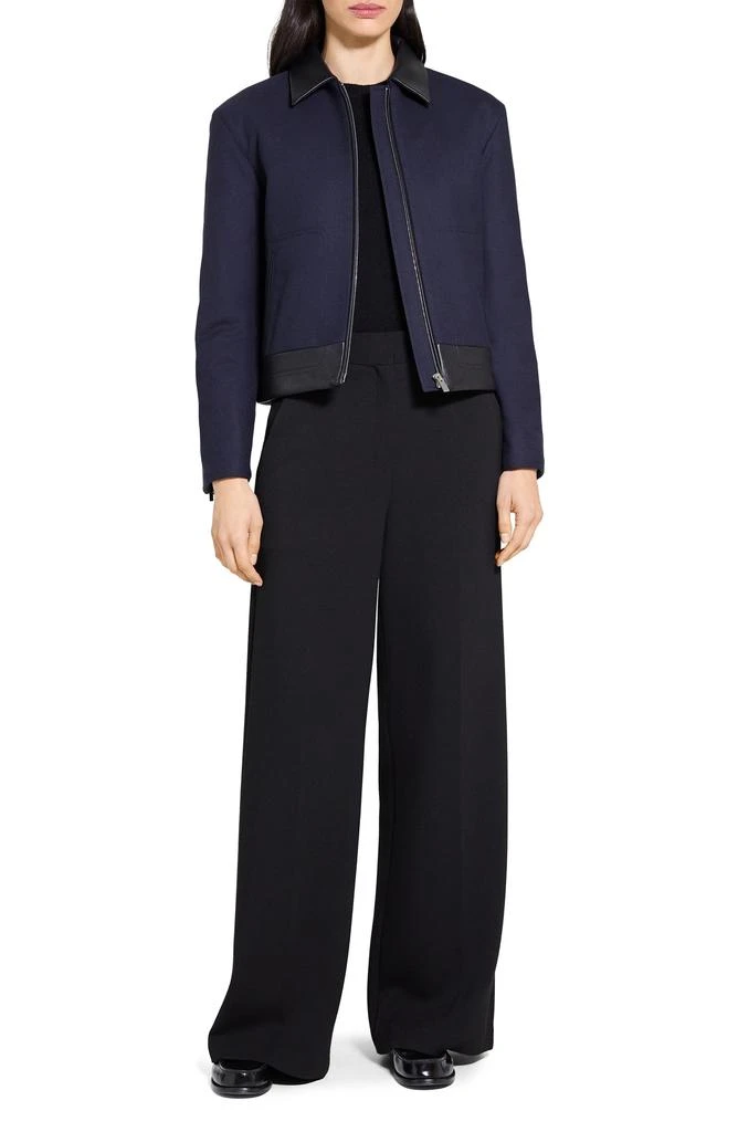 Theory Boxy Crop Jacket with Leather Trim 9
