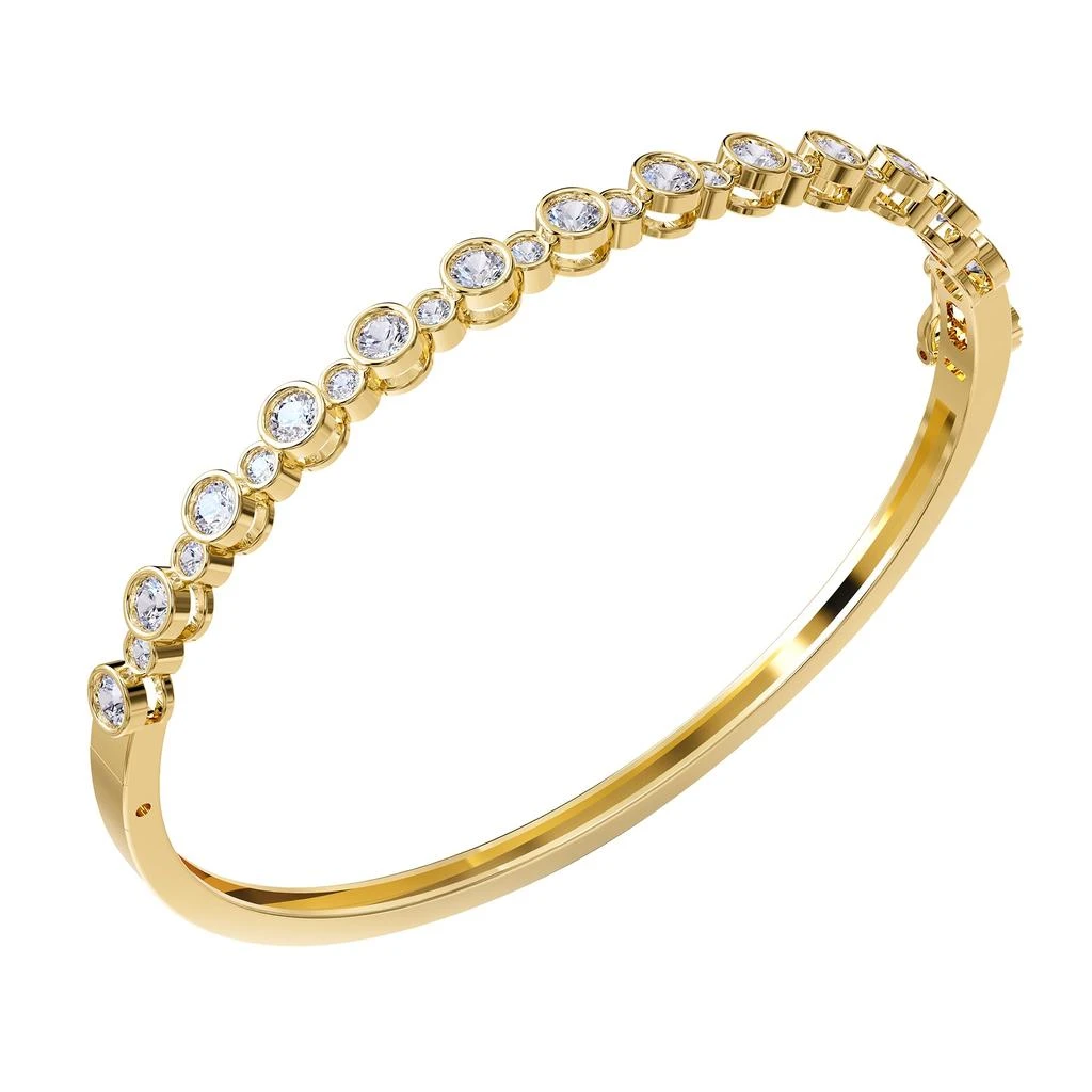 Diamond2Deal 14k Yellow Gold 2 Carat Round Lab Grown Diamond Bangle Bracelet 7"