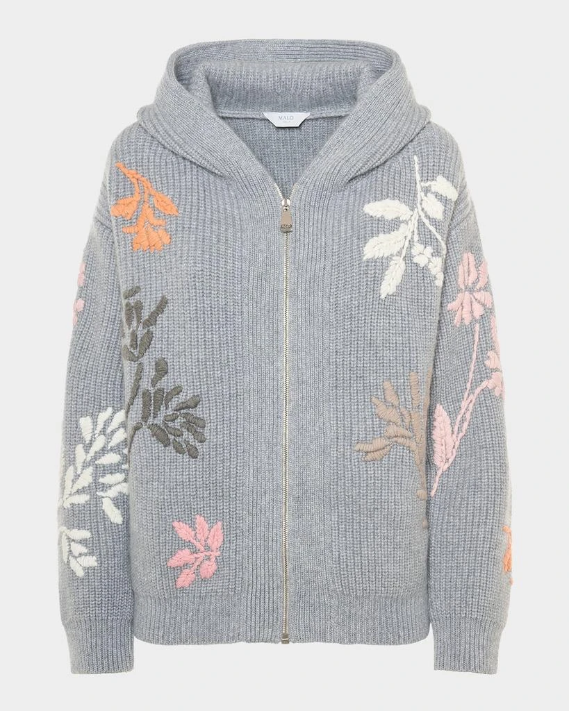 MALO Camelia Embroidered Cashmere Zip Bomber Jacket