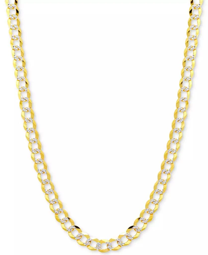 Italian Gold 26" Two-Tone Open Curb Link Chain Necklace (3-5/8mm) in Solid 14k Gold & White Gold 1