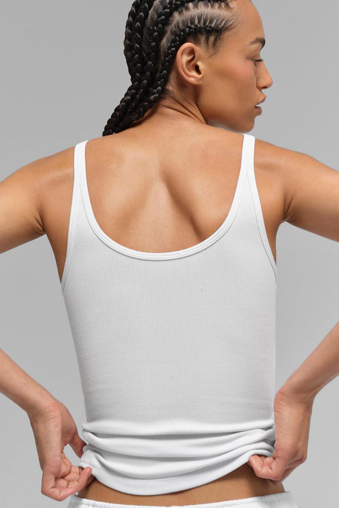 Alo Ribbed Prosper Tank - White - Outdoor Clothing - Free Shipping