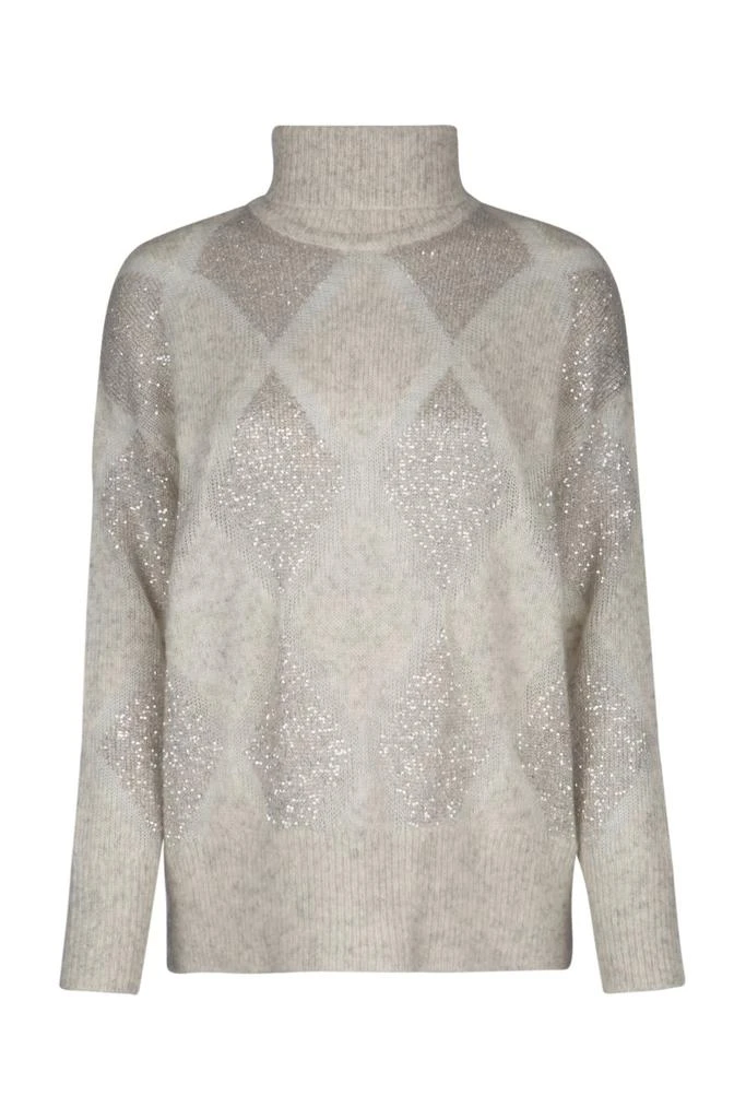 Brunello Cucinelli Sequin Embellished Roll-Neck Jumper
