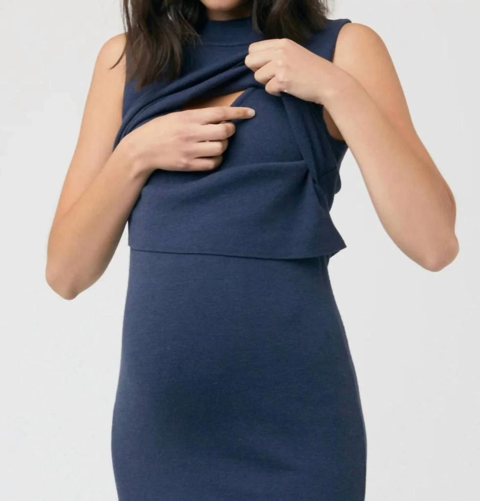 Ripe Maternity Layered Knit Nursing Dress In Navy 2