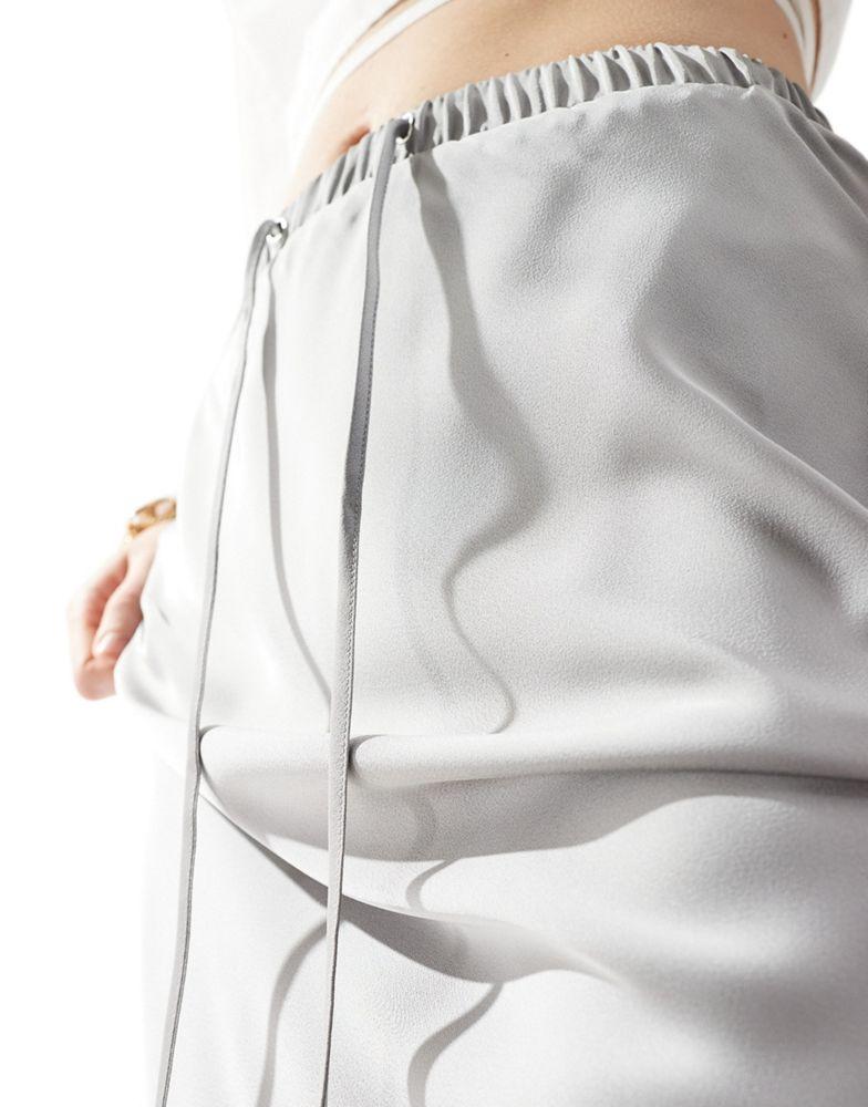 ASOS DESIGN ASOS DESIGN satin bias tie waist maxi skirt in smoke grey