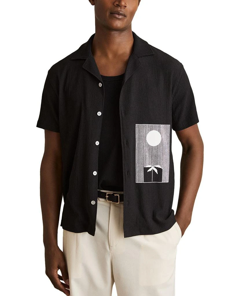 REISS Textured Graphic Camp Shirt 1