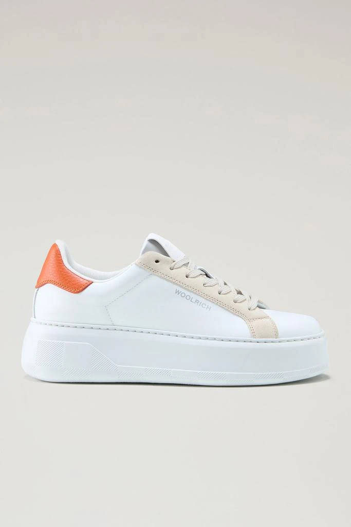WO-FOOTWEAR Chunky Court Sneakers in Leather with Contrasting Trim - Women - Blue 1
