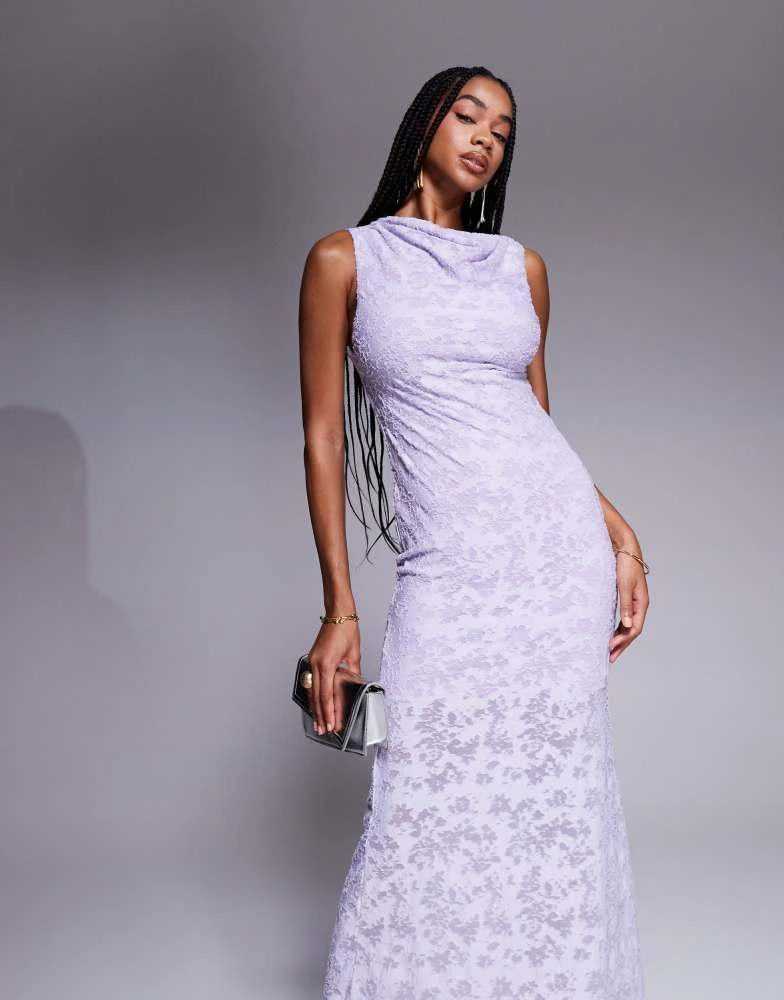 Shop ASOS DESIGN twisted shoulder devore maxi dress in lilac on Sale at  BeyondStyle  Get 75% Off ASOS DESIGN twisted shoulder devore maxi dress in  lilac with Limited-Time Flash Deals, Exclusive