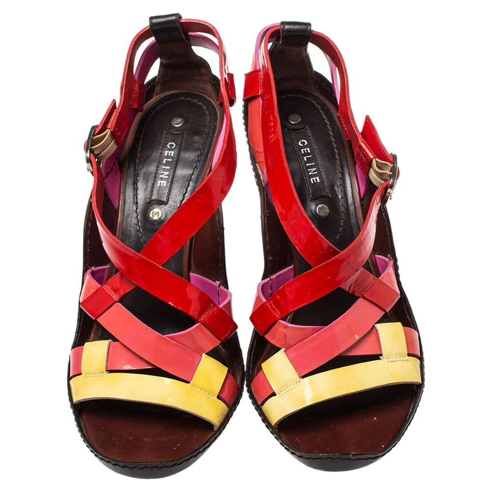 CASADEI Casadei Multicolor Patent Leather Strappy Ankle Strap Sandals Size 40 3