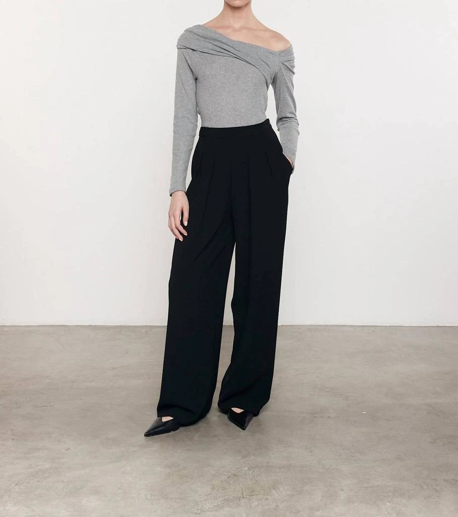 Enza Costa Cashmere One-Shoulder Drape Top In Smoke 1