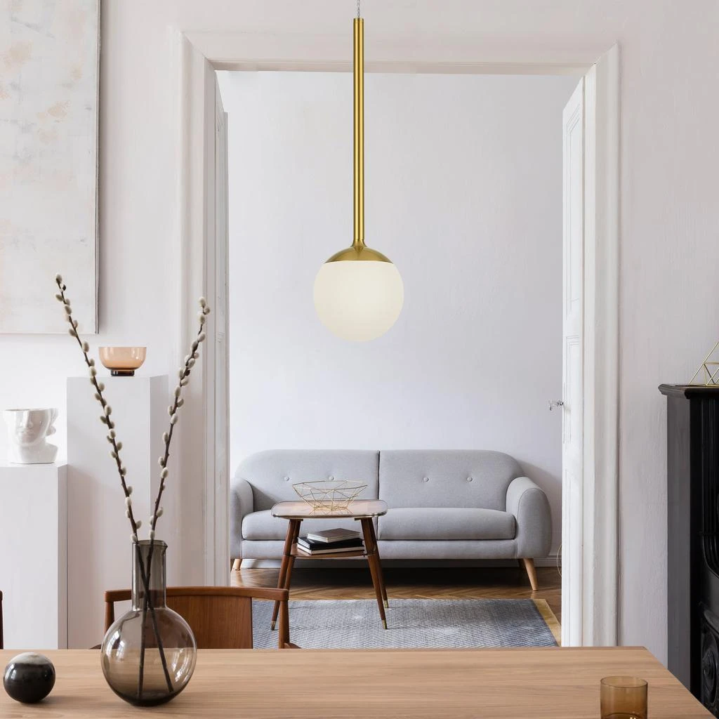 VONN Lighting Capri VCP2101AB 5" 1-Light Integrated LED Height Adjustable Pendant Lighting with Glass Shade in Antique Brass 4