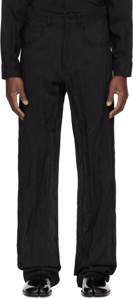 MM6 Black Metallic Thread Trousers 1