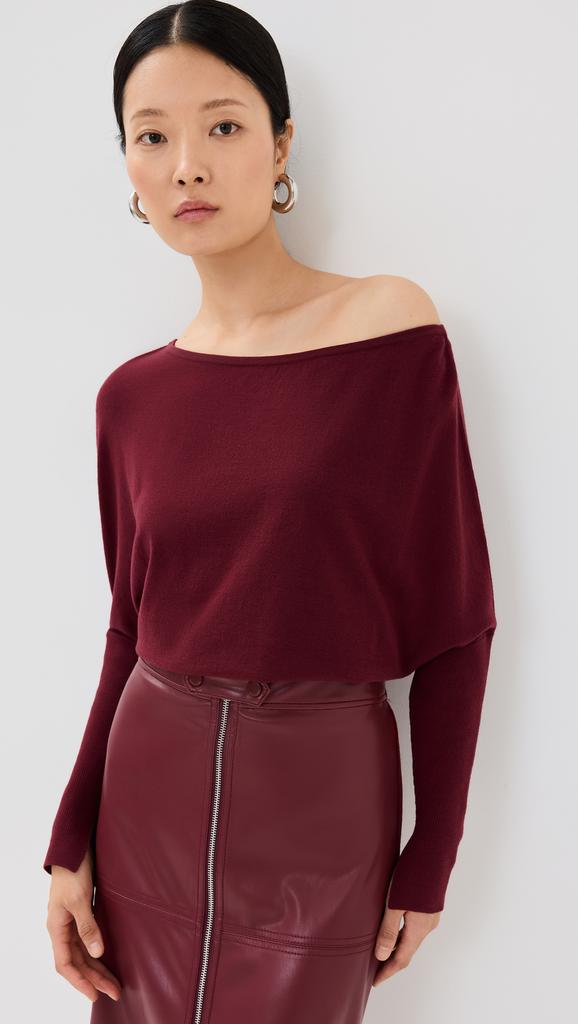 SIMKHAI Lavina Draped Off Shoulder Sweater