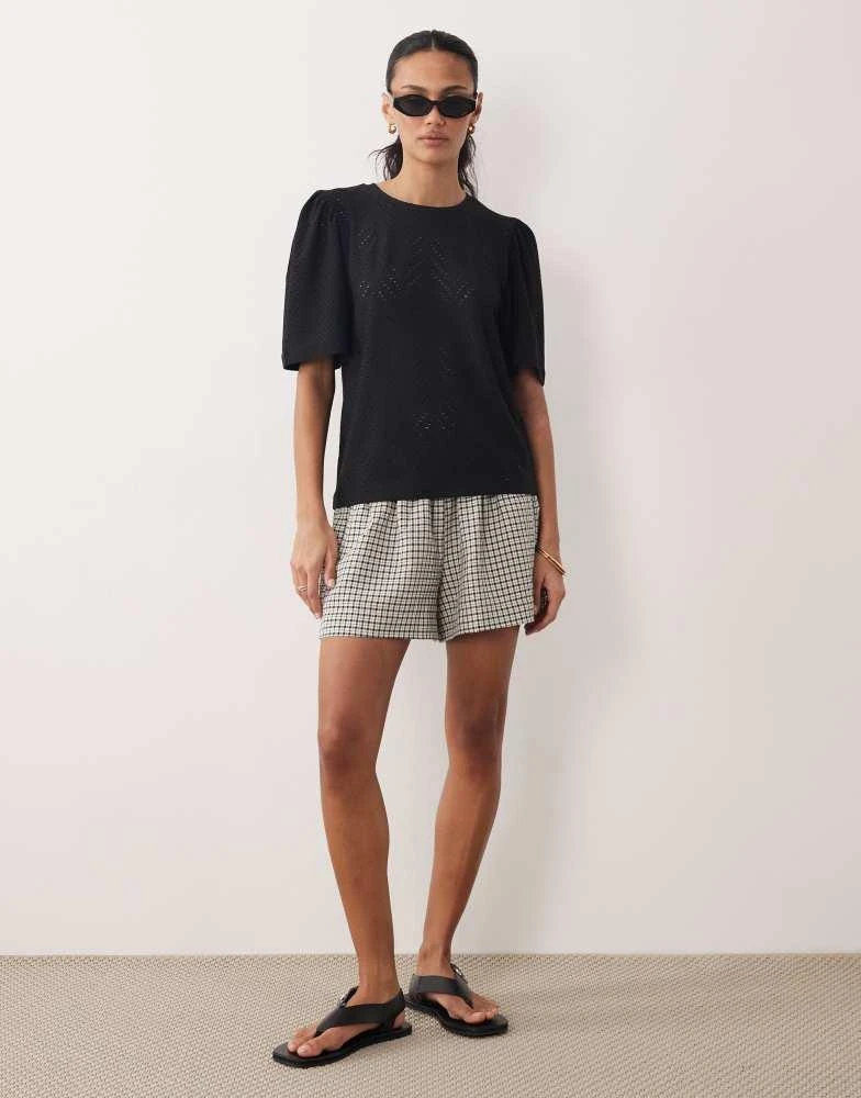 JDY JDY crochet fitted long sleeve top in black 3