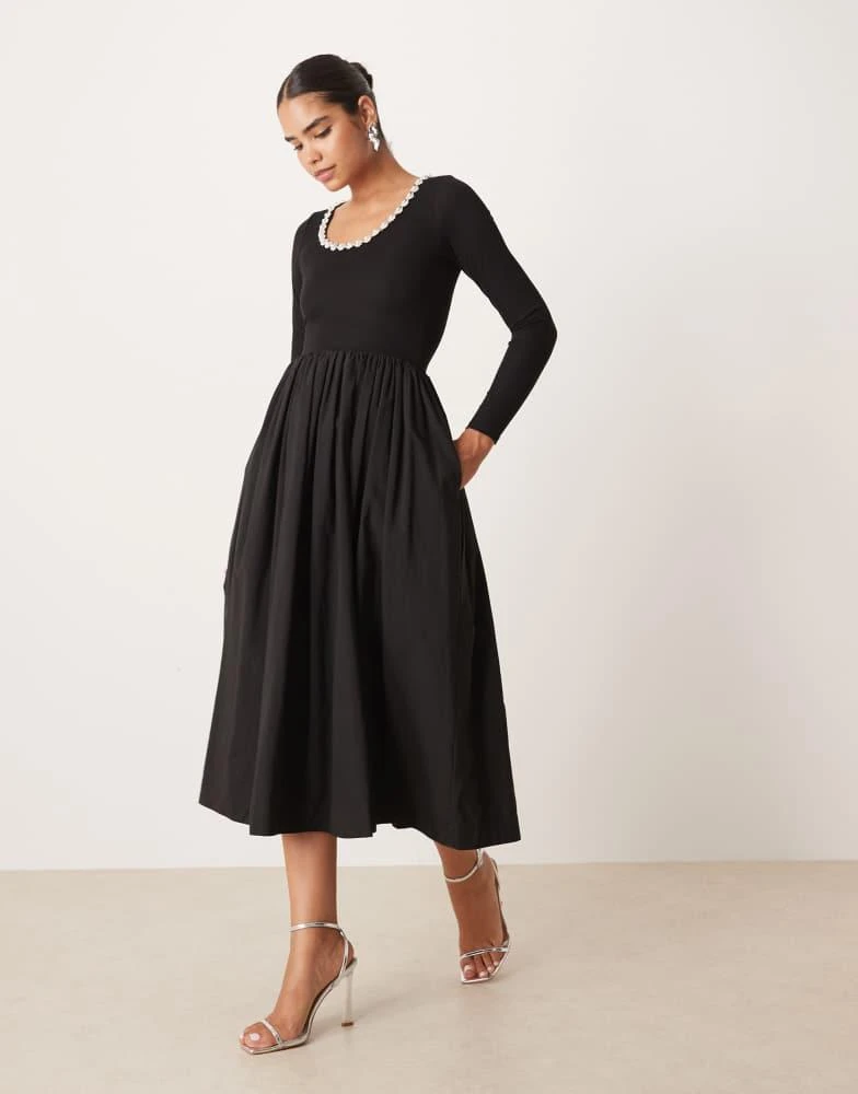 women denim midi dress Courtney Pleated Denim Midi Dress