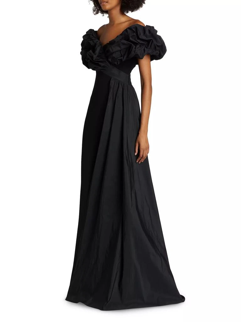 Teri Jon Scrunch Taffeta &amp; Crêpe Off-the-Shoulder Gown 4