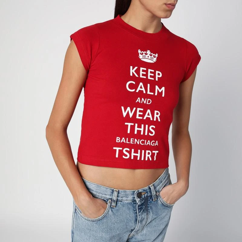 Balenciaga Red cropped t-shirt Keep Calm 4