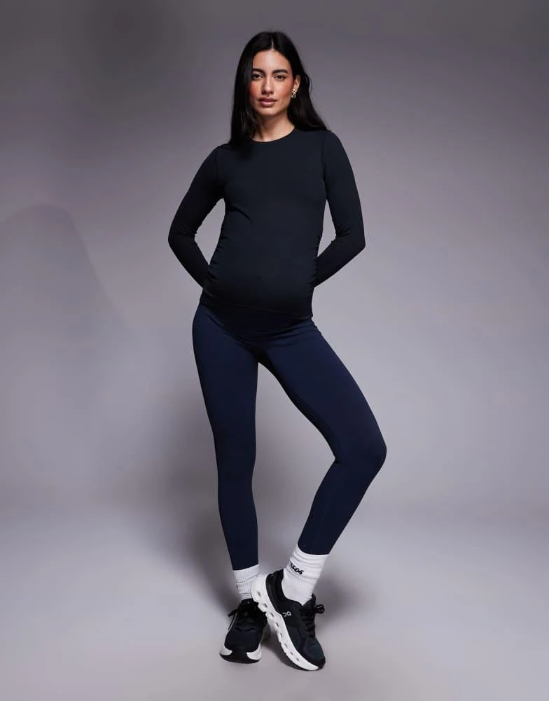 4505 4505 Maternity plush handle rib long sleeve warmup top in black 2