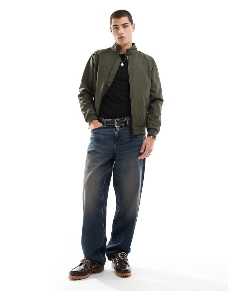 Brave Soul Brave Soul harrington jacket with ribbed cuff and hem in khaki 2