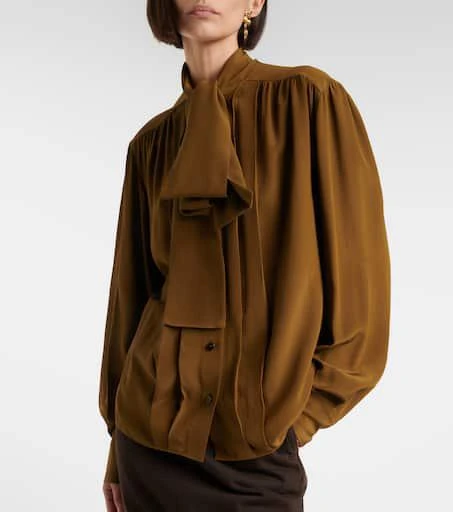 Yves Saint Laurent Tie-neck silk crêpe de chine blouse 3