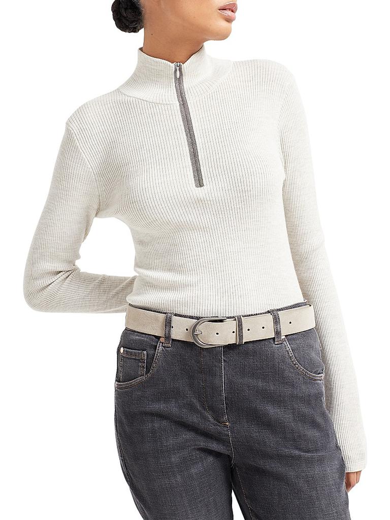 Brunello Cucinelli Suede Belt with Monili
