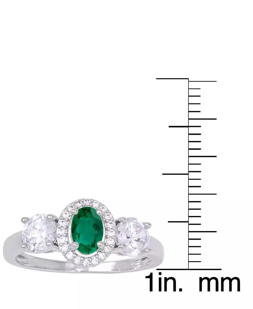 Macy's Simulated Emerald Oval Halo 3 Piece, Pendant, Earrings and Ring, Set in Silver Plate 3