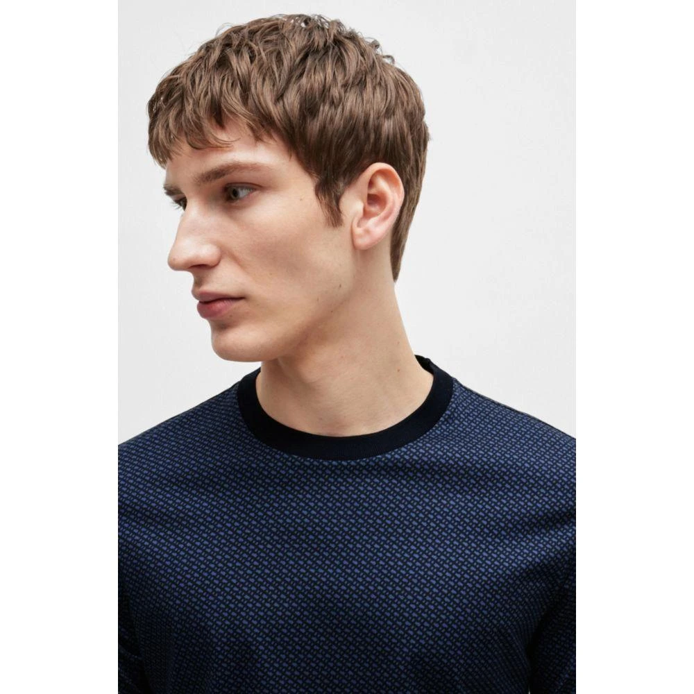 Hugo Boss Mercerized-cotton T-shirt with two-tone monogram print 3