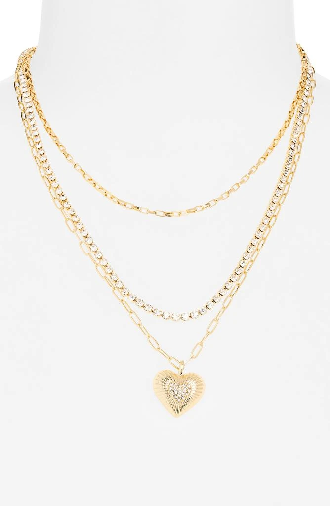 BAUBLEBAR Heart Pendant Crystal Layered Chain Necklace 2
