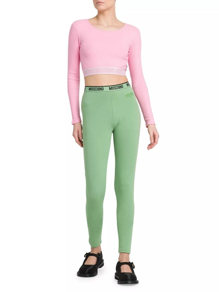 Moschino Logo-Banded Long-Sleeve Crop Top 2