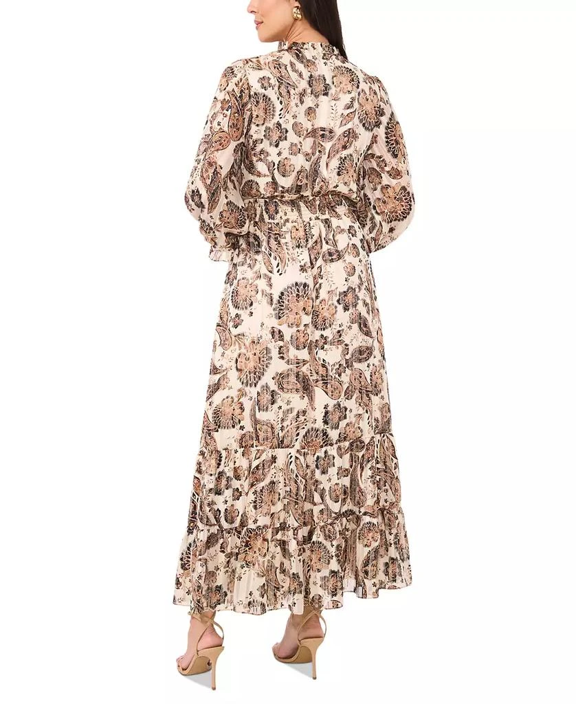 Vince Camuto Women's Printed Split-Neck Long-Sleeve Maxi Dress 2