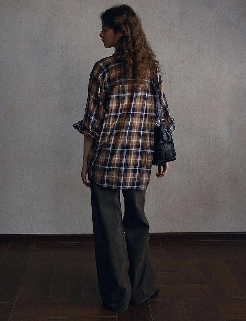 Pixie Market Brown Plaid Oversize Shirt-PREORDER 3