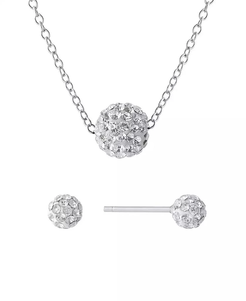 Giani Bernini Gianni Bernini 2-Piece Clear Crystal Pave Ball Stud Necklace Set (1.2 ct. t.w.) in Sterling Silver 1