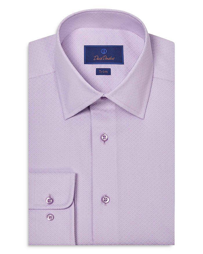 David Donahue Trim Fit Diamond Dobby Dress Shirt